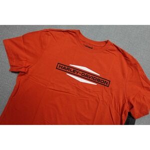 Harley-Davidson Shirt Mens Large Orange Graphic Tee Motorcycle 99129-22VM